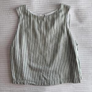 EUC Abercrombie & Fitch Linen Blend Striped Top in Green and White - Size L